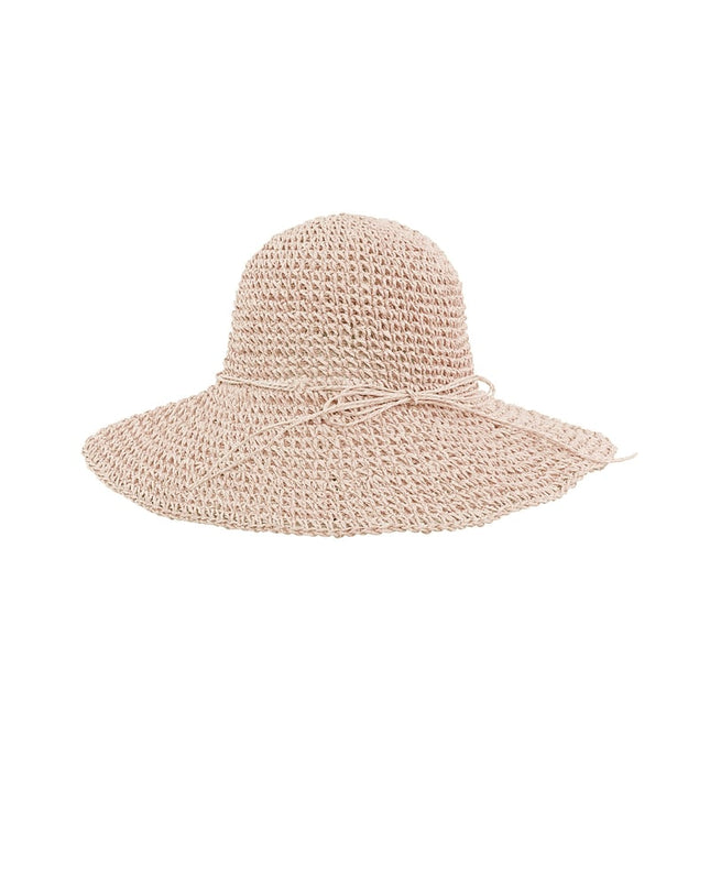 Crochet hat with bow - beige