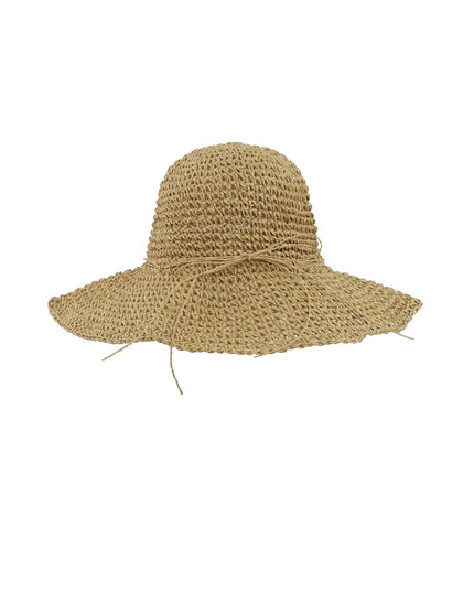 Crochet hat with bow - beige