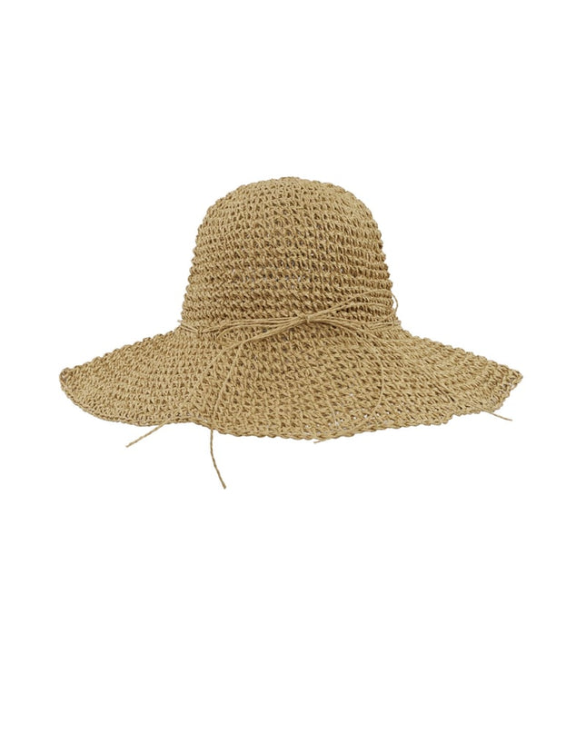 Crochet hat with bow - beige