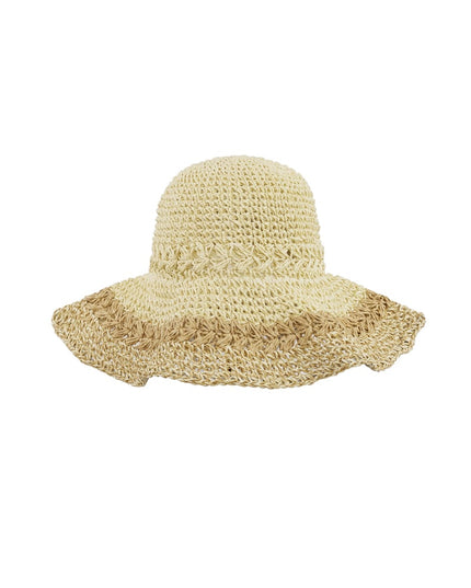 Gevlochten hoed met lagen - groen 