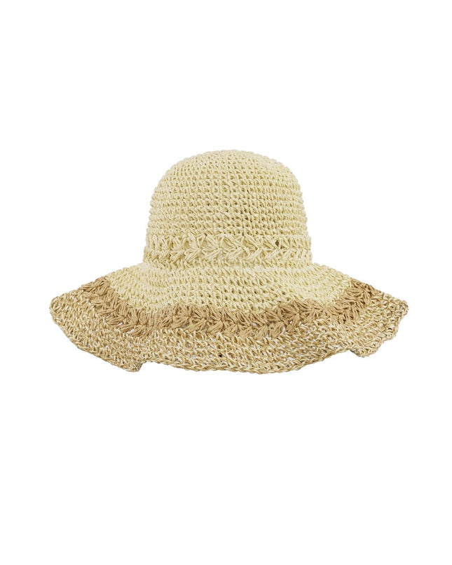 Gevlochten hoed met lagen - groen 