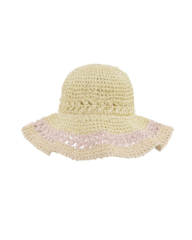 Gevlochten hoed met lagen - groen 