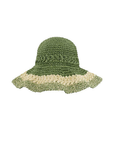Gevlochten hoed met lagen - groen 