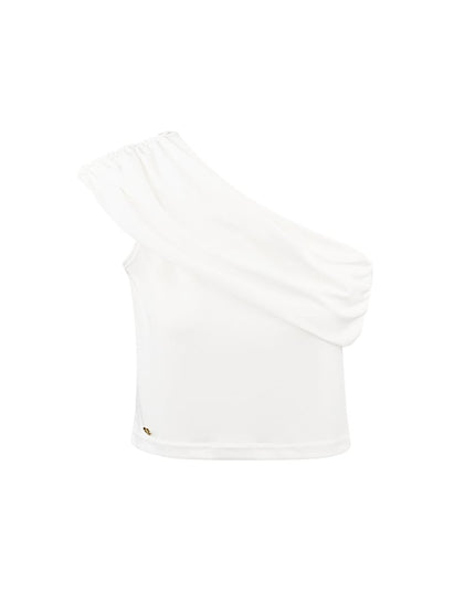 One shoulder classic top - white