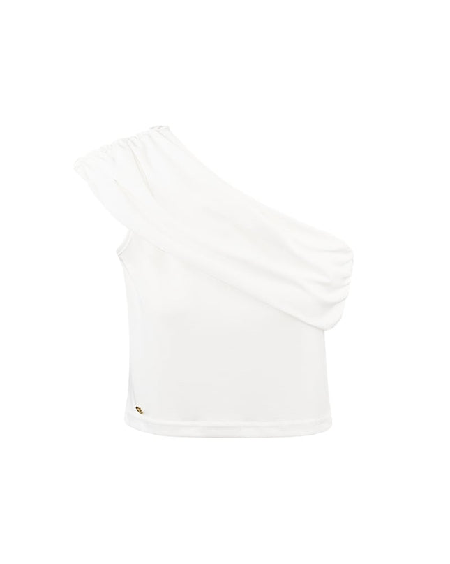 One shoulder classic top - white