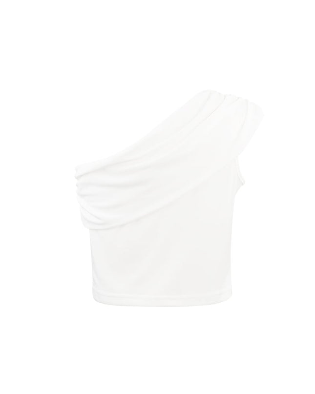 One shoulder classic top - white