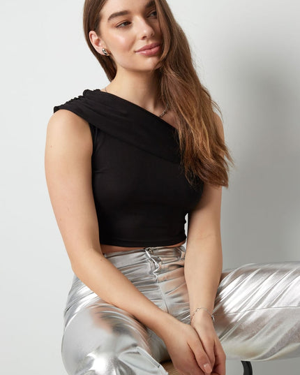 One shoulder classic top - white