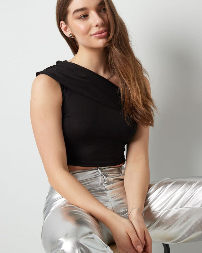 One shoulder classic top - white