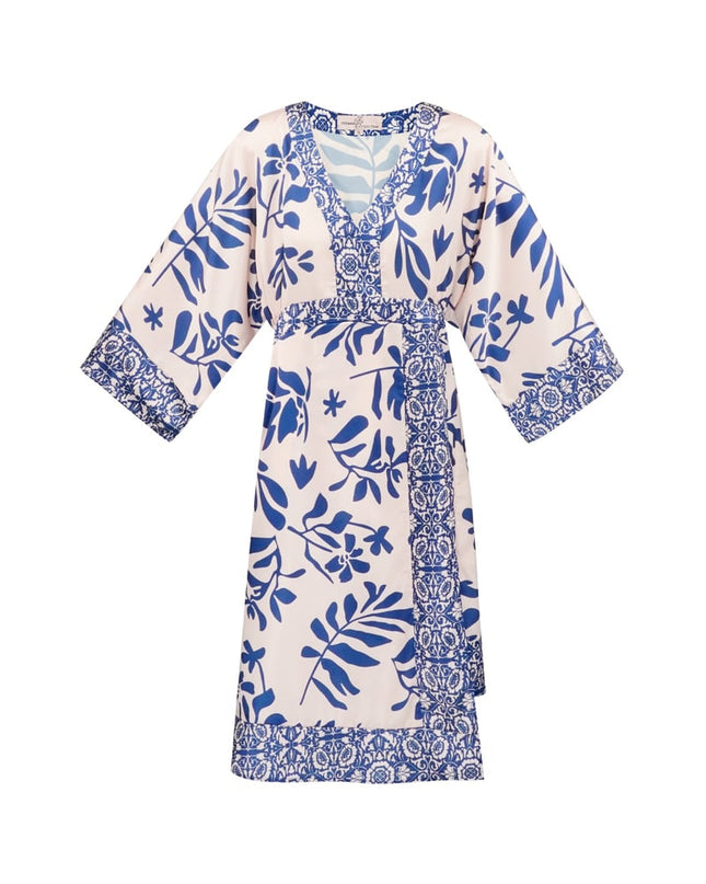 Midi dress with floral print - fuchsia