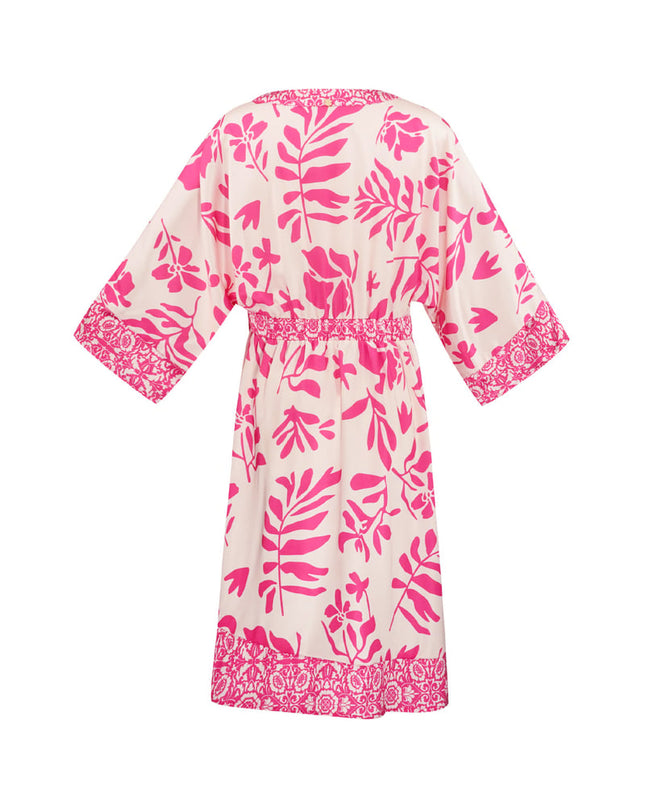 Midi dress with floral print - fuchsia
