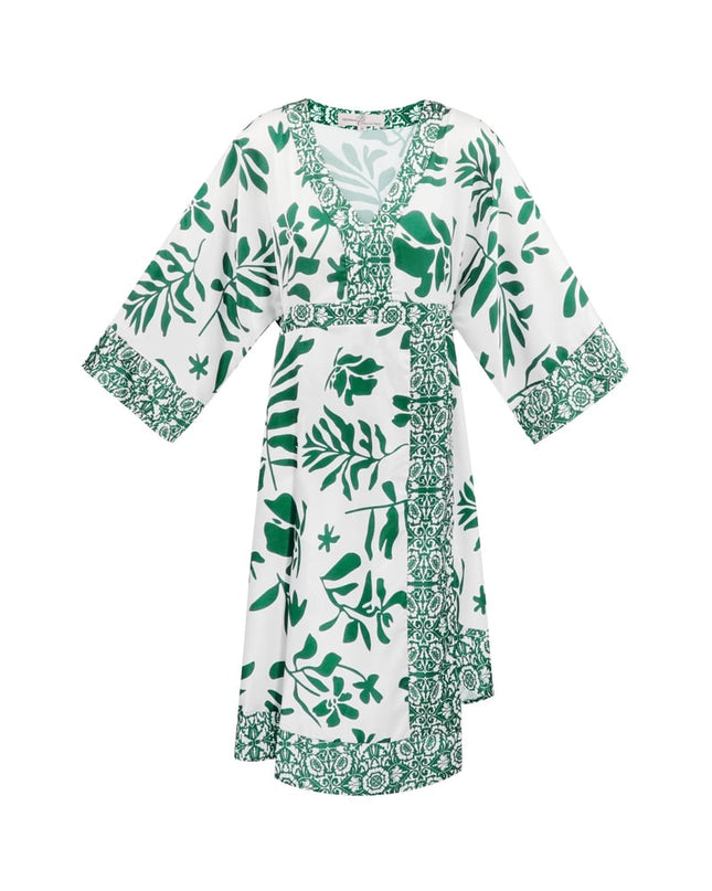 Midi dress with floral print - fuchsia