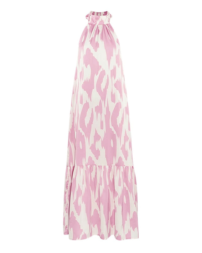 Halter dress with print - light blue 