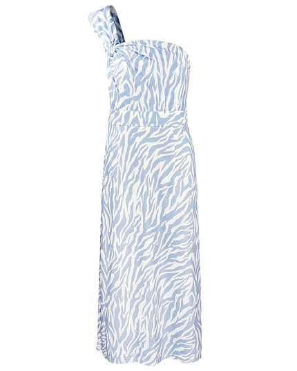 One shoulder zebra dress - black