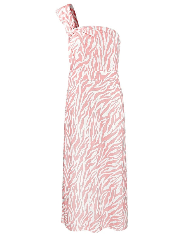 One shoulder zebra dress - black