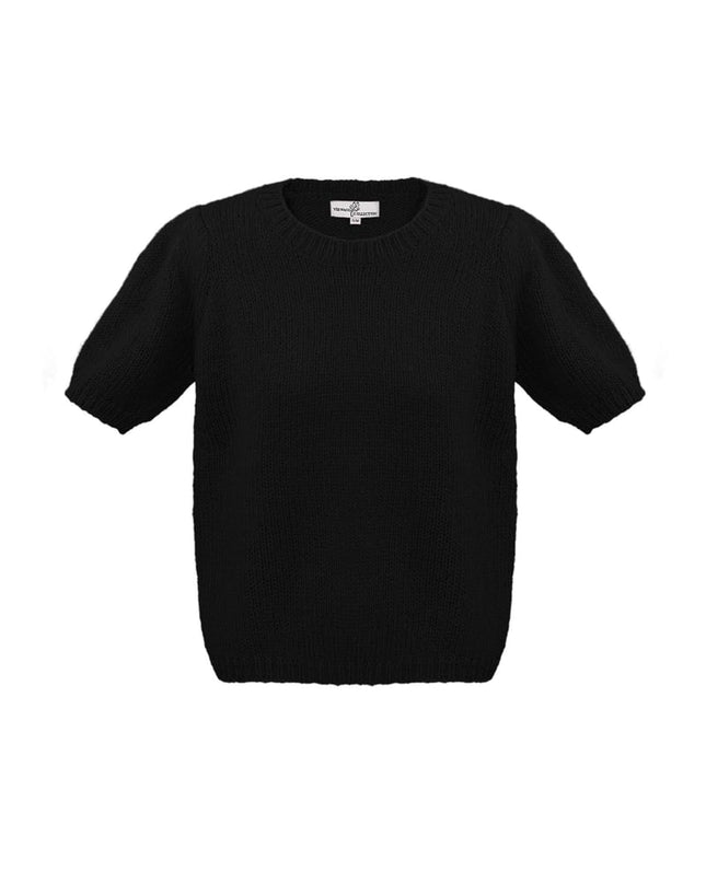 Basic shirt with puffed sleeves - black