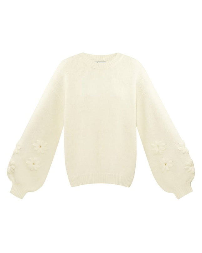 Lovely floral touch sweater - gray