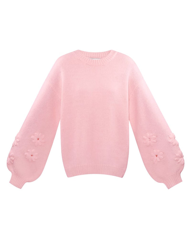 Lovely floral touch sweater - gray