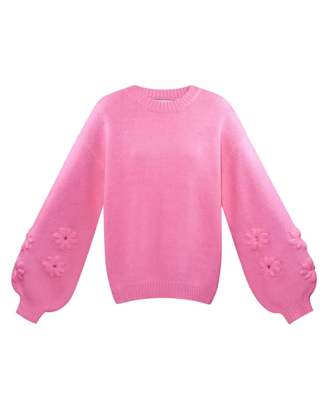 Lovely floral touch sweater - gray