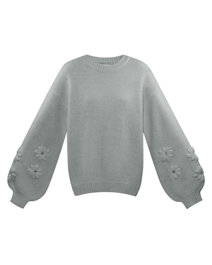 Lovely floral touch sweater - gray