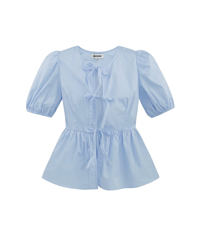 Must-have peplum blouse with bows - black