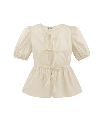 Must-have peplum blouse with bows - black