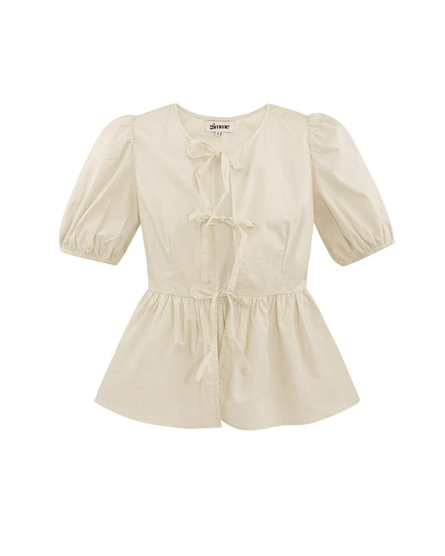 Must-have peplum blouse with bows - black