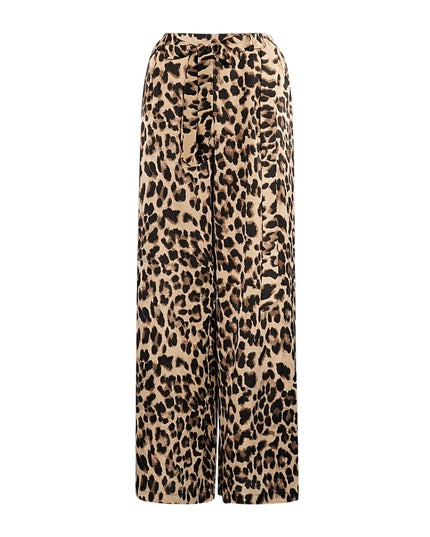 Wide trousers leopard print - brown