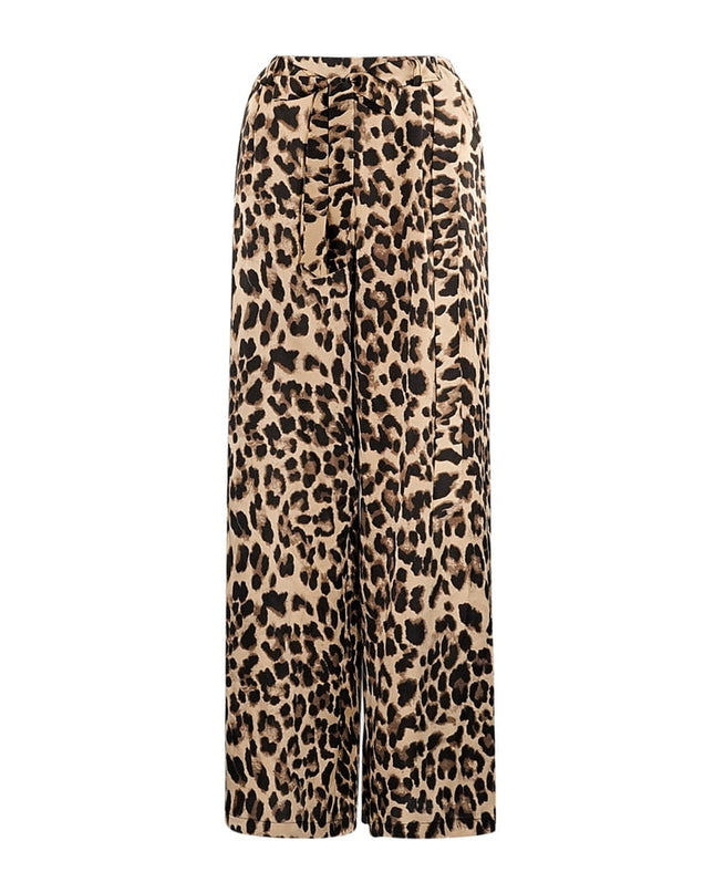 Wide trousers leopard print - brown