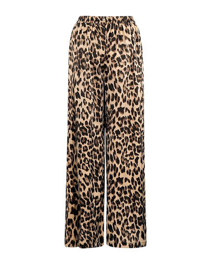 Wide trousers leopard print - brown