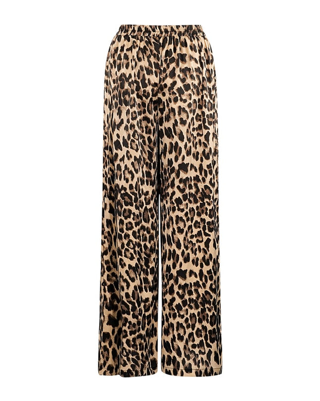 Wide trousers leopard print - brown