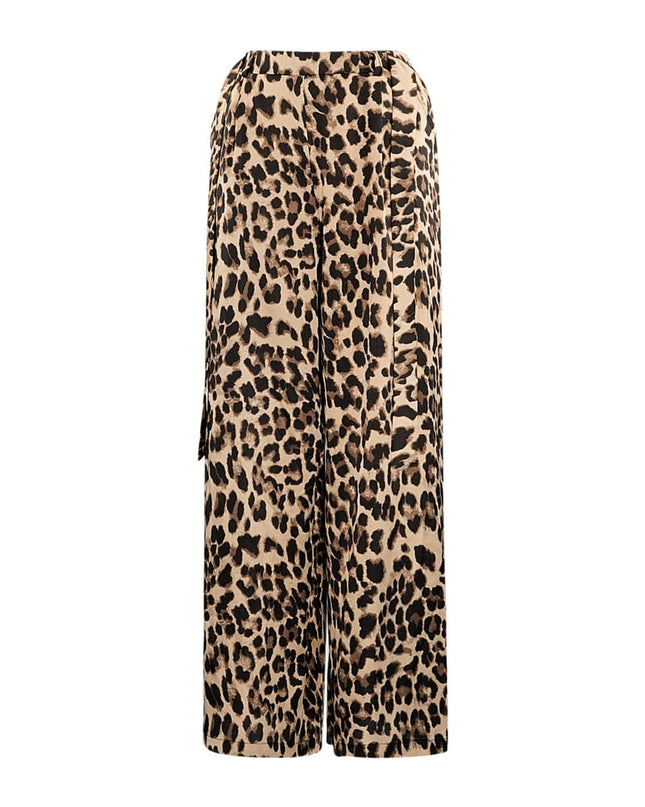 Wide trousers leopard print - brown