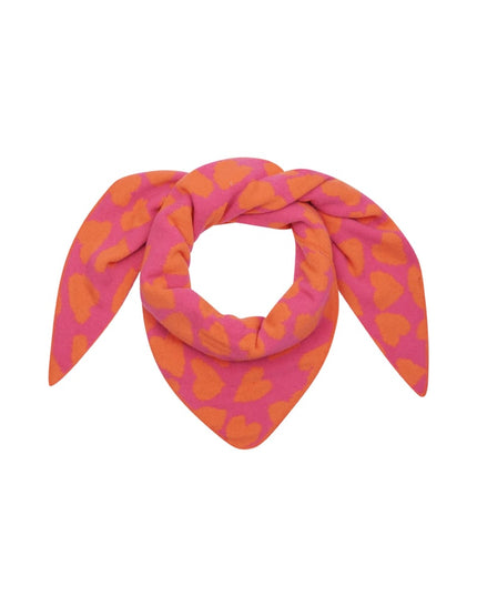 Wintersjaal frosted heart - oranje roze