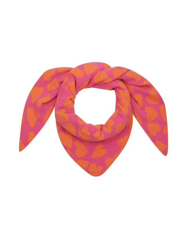 Wintersjaal frosted heart - oranje roze