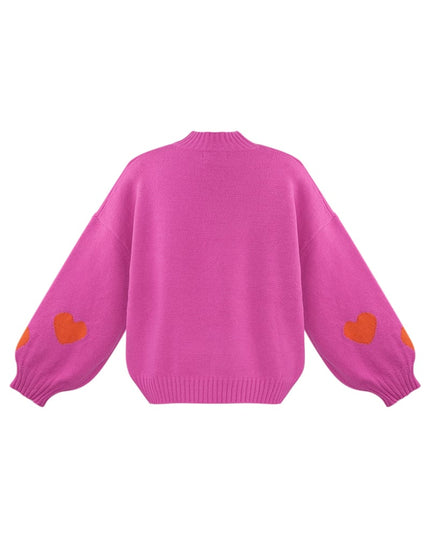 Comfort Heart Knit sweater - fuchsia