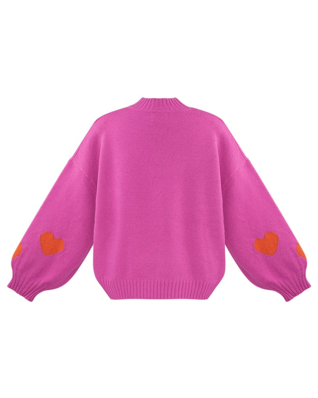 Comfort Heart Knit sweater - fuchsia
