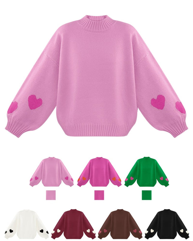 Comfort Heart Knit sweater - fuchsia