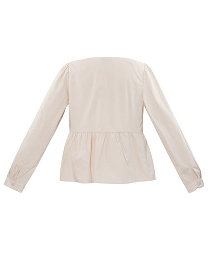 Longsleeve peplum top with bows - beige