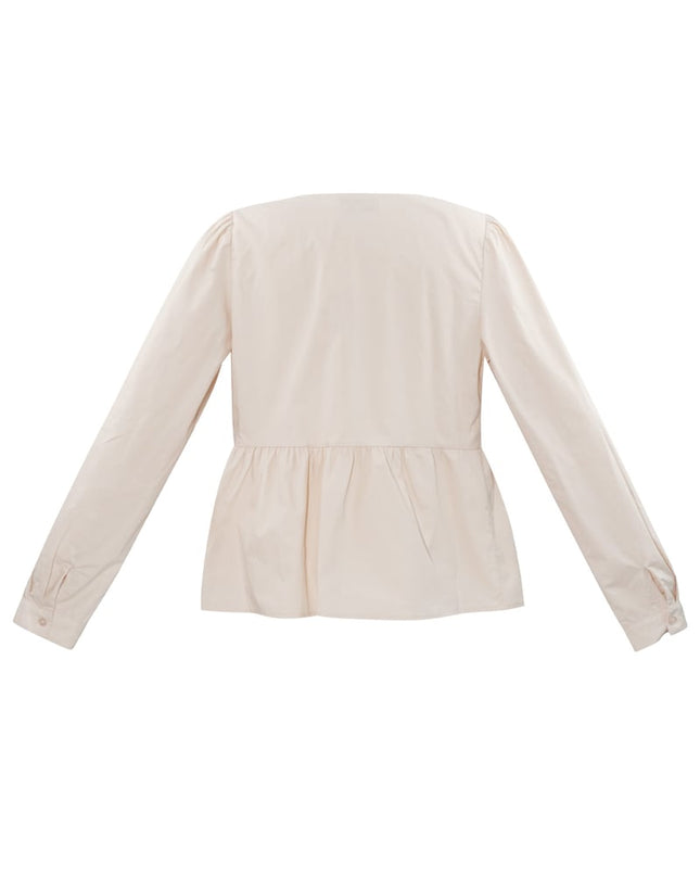Longsleeve peplum top with bows - beige