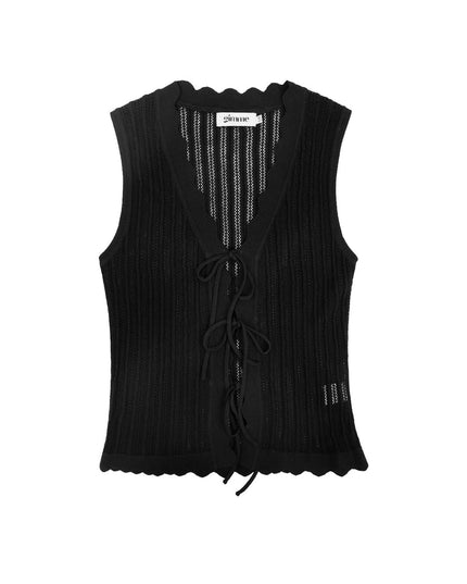 Crochet top with bows - black