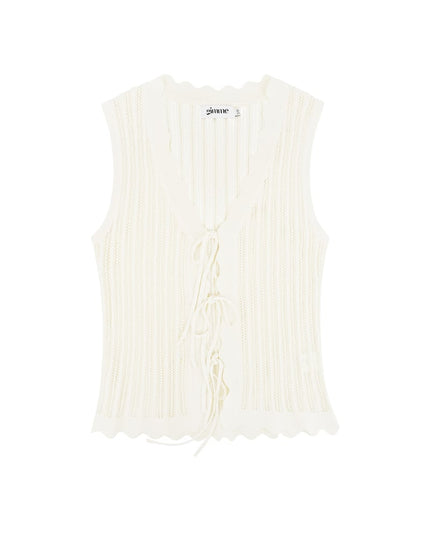 Crochet top with bows - black