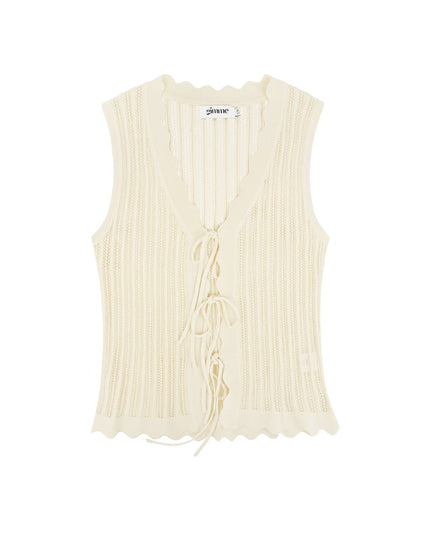 Crochet top with bows - black