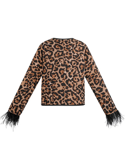 Feather jacket with leopard print - multi 