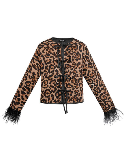 Feather jacket with leopard print - multi 