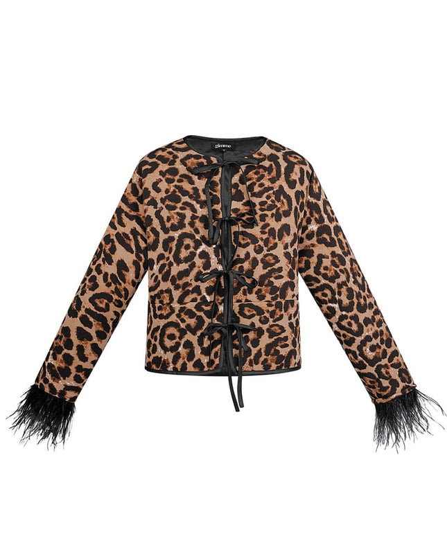 Feather jacket with leopard print - multi 