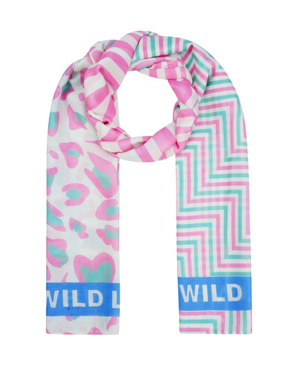 Kleurrijke sjaal wild love - Oranje & roze