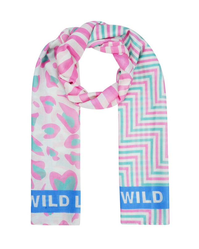 Kleurrijke sjaal wild love - Oranje & roze