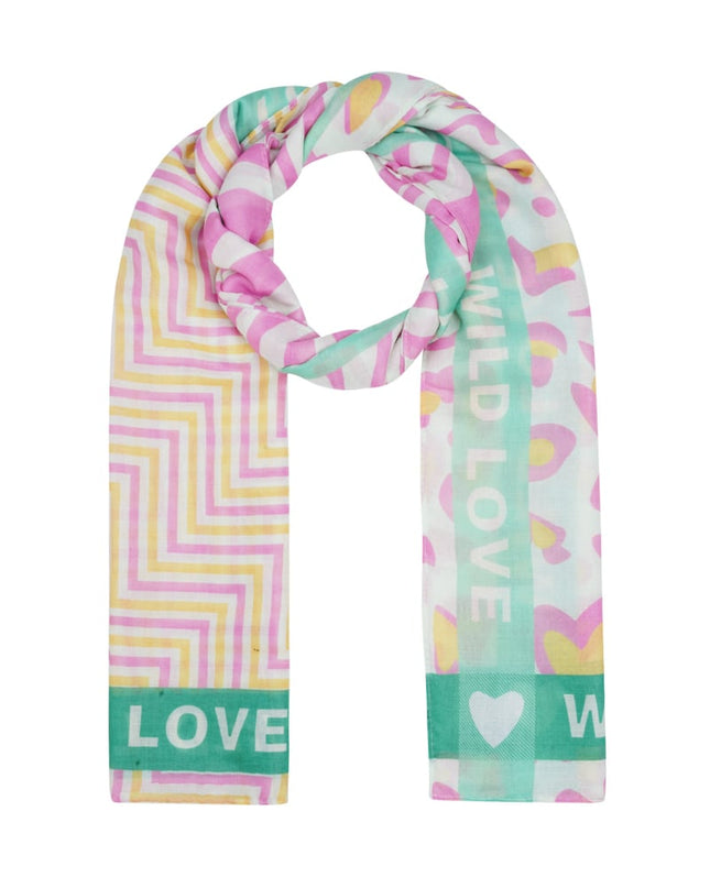 Kleurrijke sjaal wild love - Oranje & roze