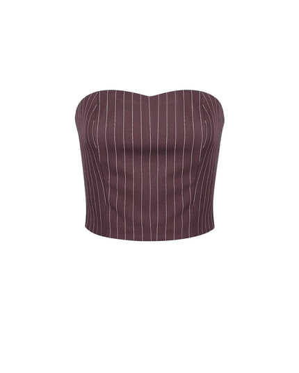 Pinstripe Bandeau Top - Grey