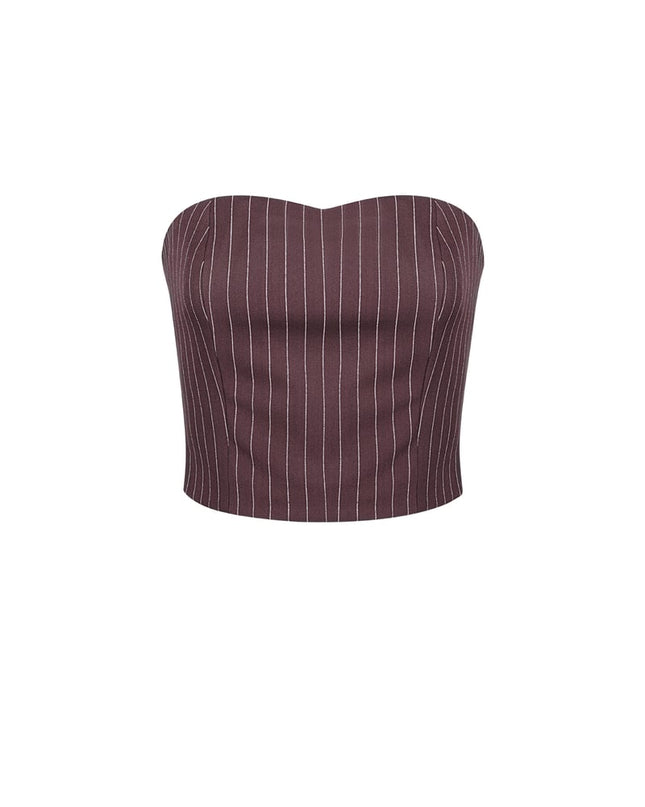 Pinstripe Bandeau Top - Grey
