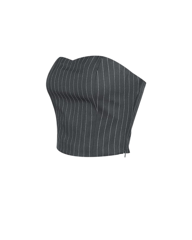 Pinstripe Bandeau Top - Grey